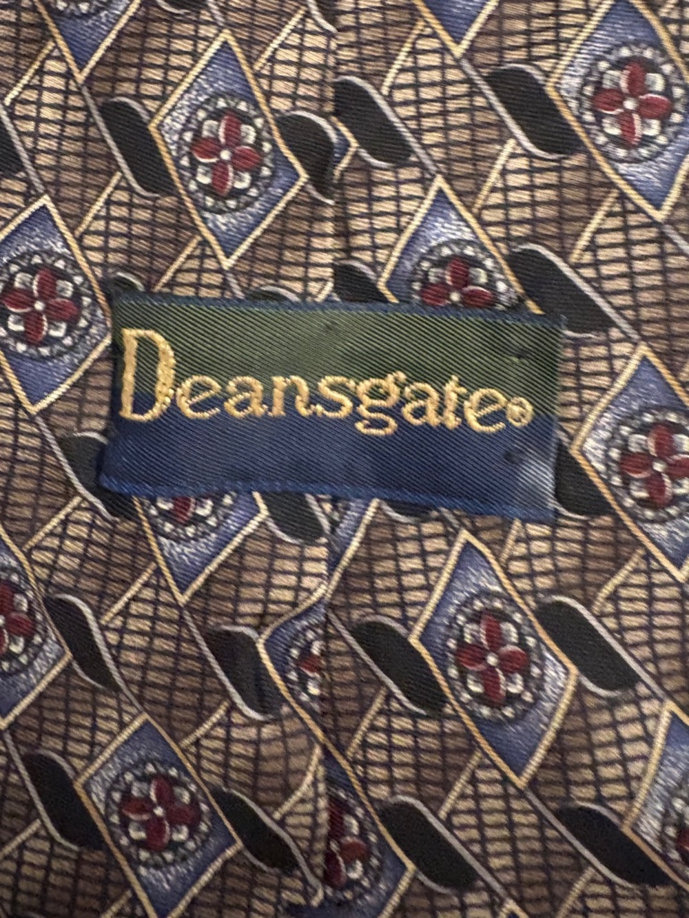 Vintage Deansgate Silk Geometric Necktie 4" Width Retro Pattern